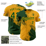 Custom Gold-Green Abstract Brush Stroke Authentic Baseball Jersey
