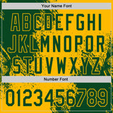 Custom Gold-Green Abstract Brush Stroke Authentic Baseball Jersey