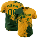 Custom Gold-Green Abstract Brush Stroke Authentic Baseball Jersey