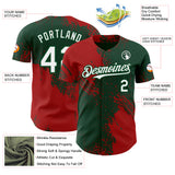 Custom Green White-Red Abstract Brush Stroke Authentic Baseball Jersey