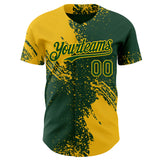 Custom Green-Yellow Abstract Brush Stroke Authentic Baseball Jersey