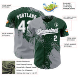 Custom Green White-Gray Abstract Brush Stroke Authentic Baseball Jersey