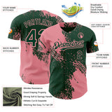 Custom Green-Medium Pink Abstract Brush Stroke Authentic Baseball Jersey