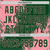 Custom Green-Medium Pink Abstract Brush Stroke Authentic Baseball Jersey