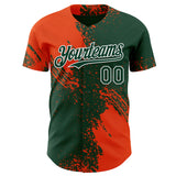 Custom Green Orange-White Abstract Brush Stroke Authentic Baseball Jersey