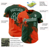 Custom Green Orange-White Abstract Brush Stroke Authentic Baseball Jersey