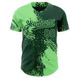Custom Green-Pea Green Abstract Brush Stroke Authentic Baseball Jersey
