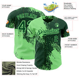 Custom Green-Pea Green Abstract Brush Stroke Authentic Baseball Jersey