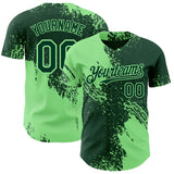 Custom Green-Pea Green Abstract Brush Stroke Authentic Baseball Jersey