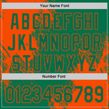 Custom Kelly Green-Orange Abstract Brush Stroke Authentic Baseball Jersey