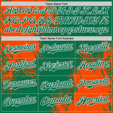 Custom Kelly Green Orange-White Abstract Brush Stroke Authentic Baseball Jersey