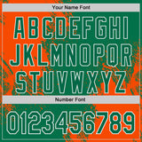 Custom Kelly Green Orange-White Abstract Brush Stroke Authentic Baseball Jersey