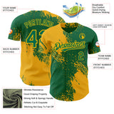 Custom Kelly Green-Gold Abstract Brush Stroke Authentic Baseball Jersey
