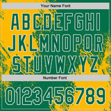 Custom Kelly Green Gold-White Abstract Brush Stroke Authentic Baseball Jersey