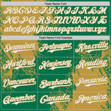 Custom Kelly Green White-Old Gold Abstract Brush Stroke Authentic Baseball Jersey