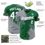 Custom Kelly Green White-Gray Abstract Brush Stroke Authentic Baseball Jersey