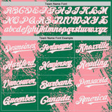Custom Kelly Green White-Medium Pink Abstract Brush Stroke Authentic Baseball Jersey