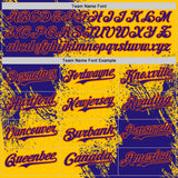 Custom Yellow Dark Purple-Orange Abstract Brush Stroke Authentic Baseball Jersey