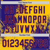 Custom Yellow Dark Purple-Orange Abstract Brush Stroke Authentic Baseball Jersey