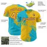 Custom Yellow Lakes Blue-Purple Abstract Brush Stroke Authentic Baseball Jersey
