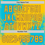 Custom Yellow Lakes Blue-Purple Abstract Brush Stroke Authentic Baseball Jersey