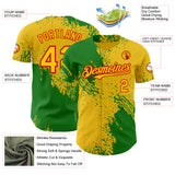 Custom Yellow Grass Green-Red Abstract Brush Stroke Authentic Baseball Jersey