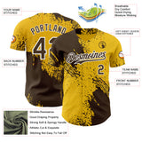 Custom Yellow Brown-White Abstract Brush Stroke Authentic Baseball Jersey