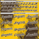 Custom Yellow Brown-White Abstract Brush Stroke Authentic Baseball Jersey