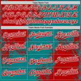 Custom Teal Red-White Abstract Brush Stroke Authentic Baseball Jersey
