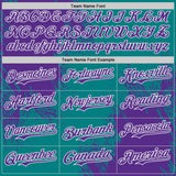 Custom Teal Purple-White Abstract Brush Stroke Authentic Baseball Jersey