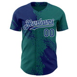 Custom Teal US Navy Blue-White Abstract Brush Stroke Authentic Baseball Jersey