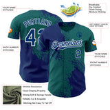 Custom Teal US Navy Blue-White Abstract Brush Stroke Authentic Baseball Jersey