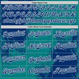 Custom Teal US Navy Blue-White Abstract Brush Stroke Authentic Baseball Jersey