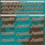 Custom Teal Brown-Cream Abstract Brush Stroke Authentic Baseball Jersey