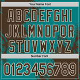 Custom Teal Brown-Cream Abstract Brush Stroke Authentic Baseball Jersey