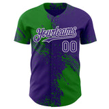Custom Purple Grass Green-White Abstract Brush Stroke Authentic Baseball Jersey