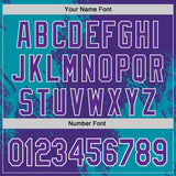 Custom Purple Teal-White Abstract Brush Stroke Authentic Baseball Jersey