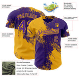 Custom Purple-Gold Abstract Brush Stroke Authentic Baseball Jersey