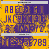 Custom Purple-Gold Abstract Brush Stroke Authentic Baseball Jersey
