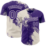Custom Purple-Cream Abstract Brush Stroke Authentic Baseball Jersey