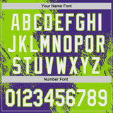 Custom Purple White-Neon Green Abstract Brush Stroke Authentic Baseball Jersey