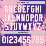 Custom Purple White-Light Pink Abstract Brush Stroke Authentic Baseball Jersey