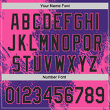 Custom Purple Black-Pink Abstract Brush Stroke Authentic Baseball Jersey