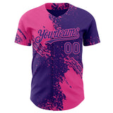 Custom Purple-Pink Abstract Brush Stroke Authentic Baseball Jersey