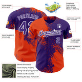 Custom Purple Orange-White Abstract Brush Stroke Authentic Baseball Jersey