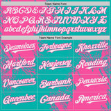 Custom Aqua White-Pink Abstract Brush Stroke Authentic Baseball Jersey