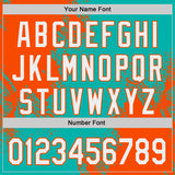 Custom Aqua White-Orange Abstract Brush Stroke Authentic Baseball Jersey
