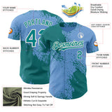 Custom Light Blue Teal-Cream Abstract Brush Stroke Authentic Baseball Jersey