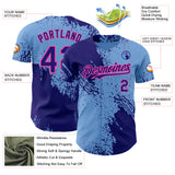 Custom Light Blue Dark Purple-Pink Abstract Brush Stroke Authentic Baseball Jersey