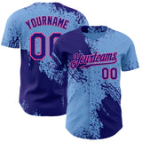 Custom Light Blue Dark Purple-Pink Abstract Brush Stroke Authentic Baseball Jersey